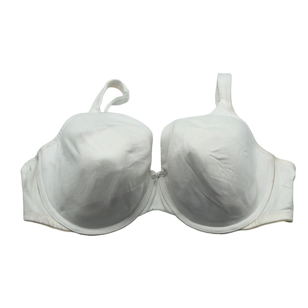 Cacique Lightly Lined Full Coverage Bra White Nylon Cotton 46DD